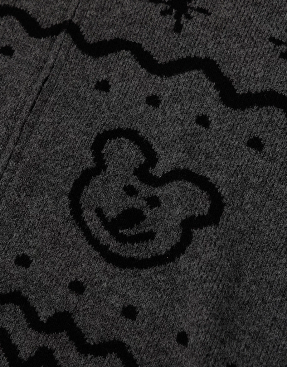 【DINOTAENG】Knit Pattern Hooded Cardigan Jacket