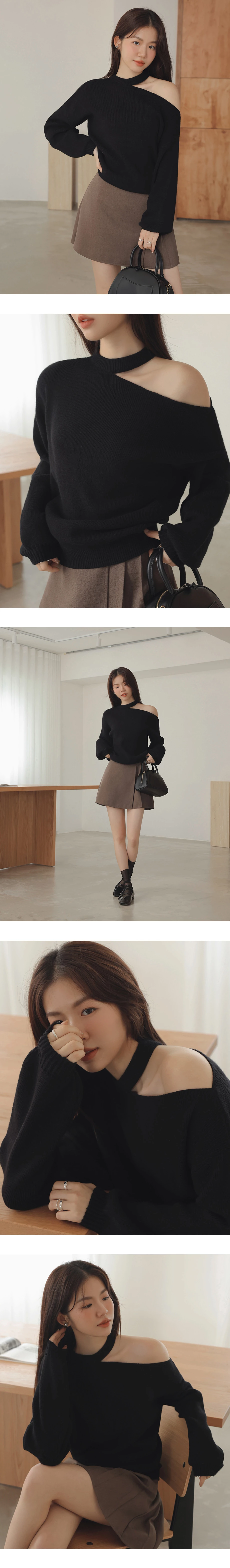 Halter Neck Hollow Knit Top