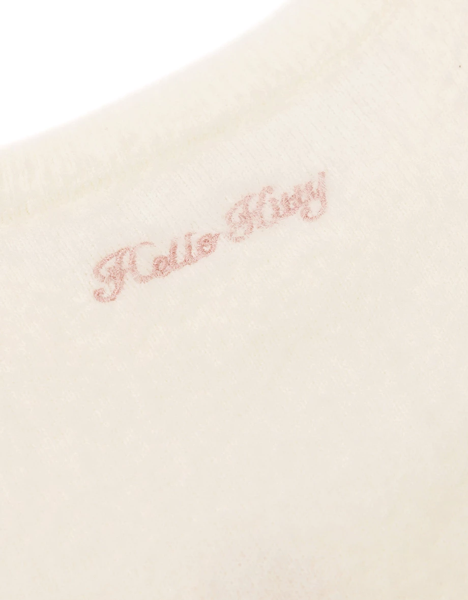 【Hello Kitty Collaboration】Plush Knit Crop Sweater with Kitty Motif 【Hello Kitty Collaboration】Plush Knit Crop Sweater with Kitty Motif