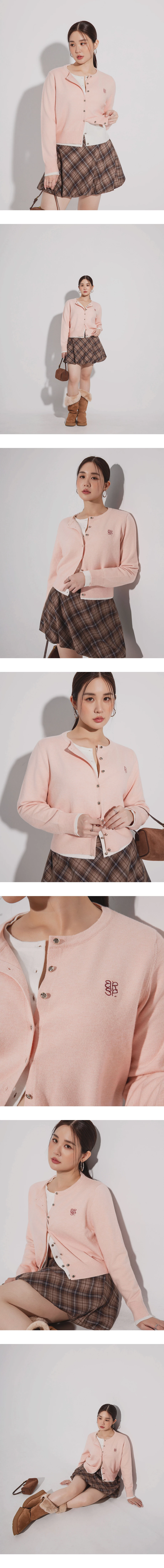 Classic Round Neck Buttoned Knit Cardigan with AIR SPACE Logo Embroidery Classic Round Neck Buttoned Knit Cardigan with AIR SPACE Logo Embroidery