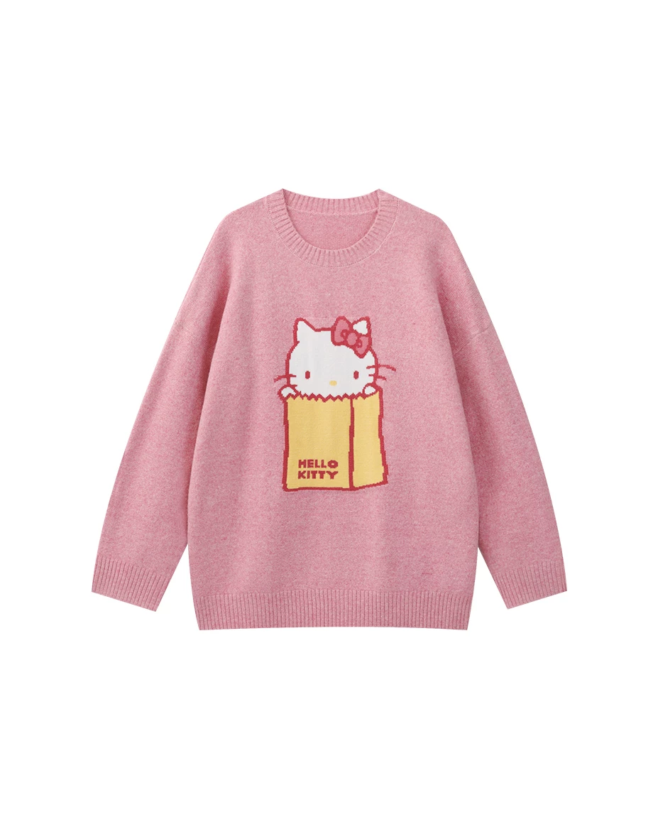 【Hello Kitty Collaboration】Soft Knit Oversized Knit Pullover Sweater