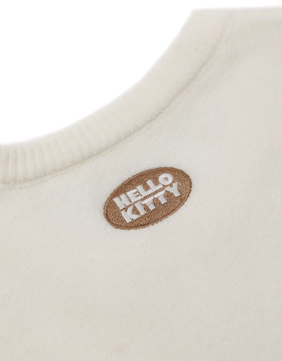 【Hello Kitty Collaboration】Relaxed Fit Pullover with Hello Kitty Outline Motif 【Hello Kitty Collaboration】Relaxed Fit Pullover with Hello Kitty Outline Motif