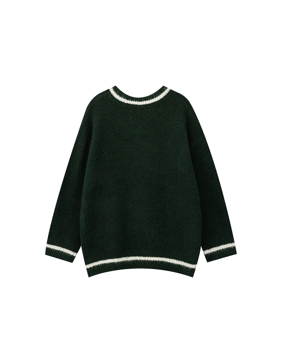 【DINOTAENG】V-Neck Long Sleeves Embroidery Knit Sweater 【DINOTAENG】V-Neck Long Sleeves Embroidery Knit Sweater