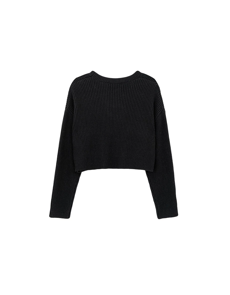 Heart Cut Out Ribbed Cropped Knit Top Heart Cut Out Ribbed Cropped Knit Top