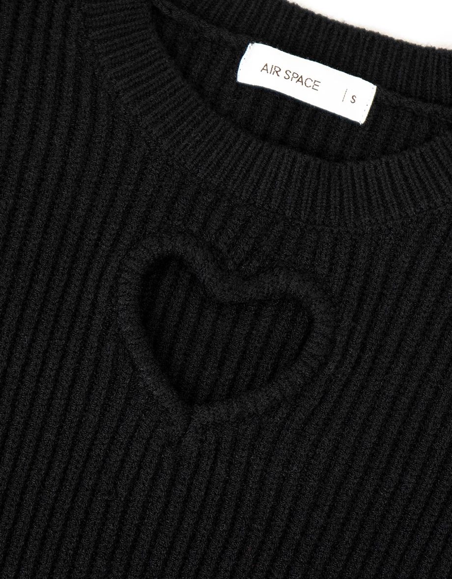 Heart Cut Out Ribbed Cropped Knit Top Heart Cut Out Ribbed Cropped Knit Top