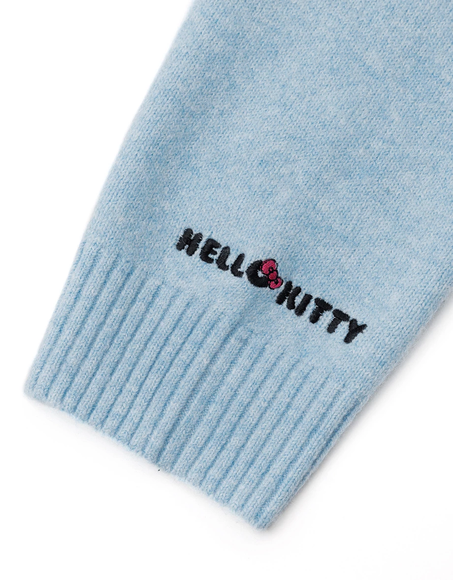 【Hello Kitty Collaboration】Relaxed Fit Knit Sweater with Kitty Motif 【Hello Kitty Collaboration】Relaxed Fit Knit Sweater with Kitty Motif