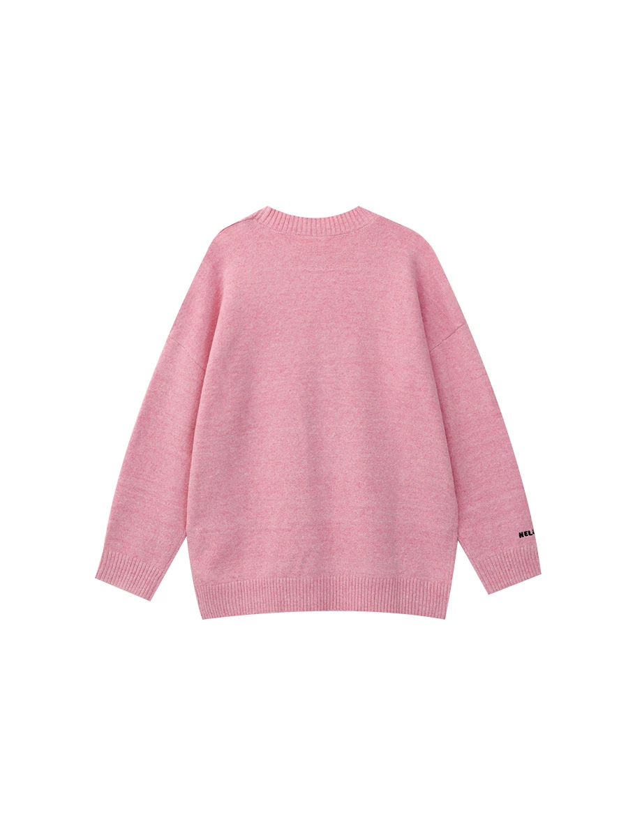 【Hello Kitty Collaboration】Relaxed Fit Knit Sweater with Kitty Motif 【Hello Kitty Collaboration】Relaxed Fit Knit Sweater with Kitty Motif