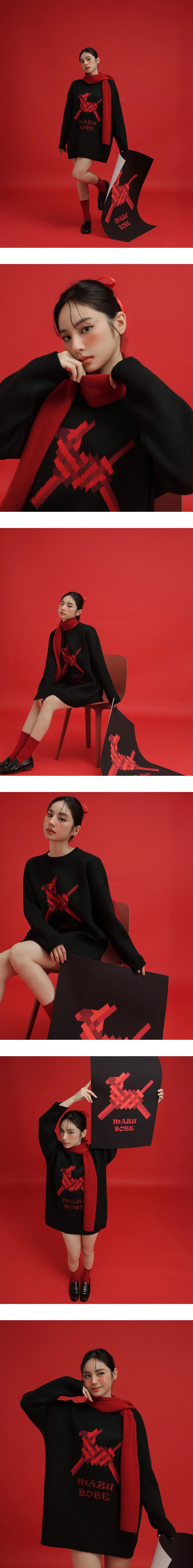 CNY MAZU BOBE Graphic Oversized Knit Sweater