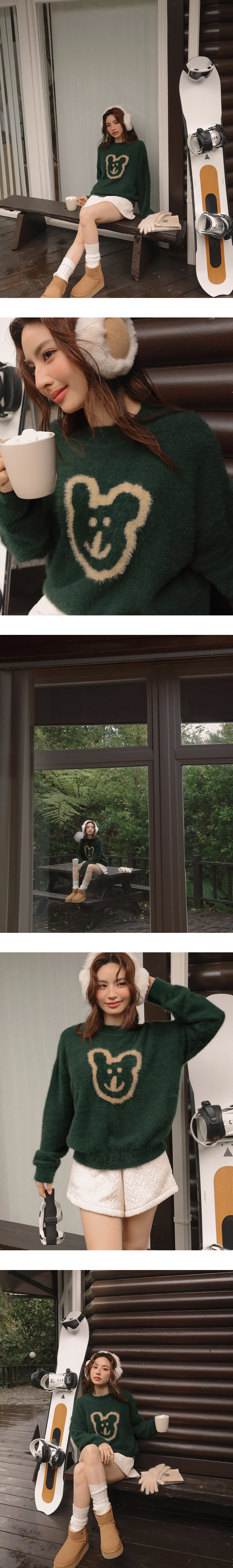 【DINOTAENG】Fluffy Knit Graphic Sweater Top 【DINOTAENG】Fluffy Knit Graphic Sweater Top