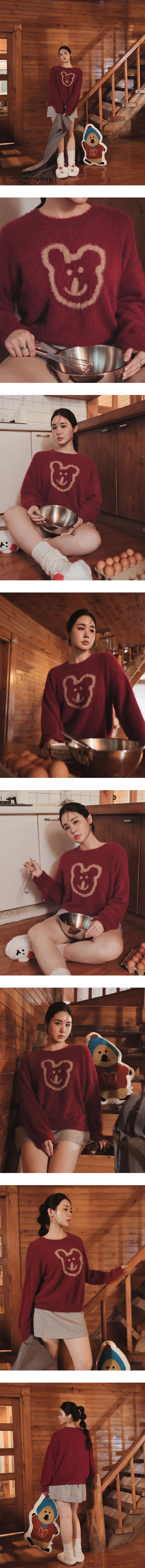 【DINOTAENG】Fluffy Knit Graphic Sweater Top 【DINOTAENG】Fluffy Knit Graphic Sweater Top