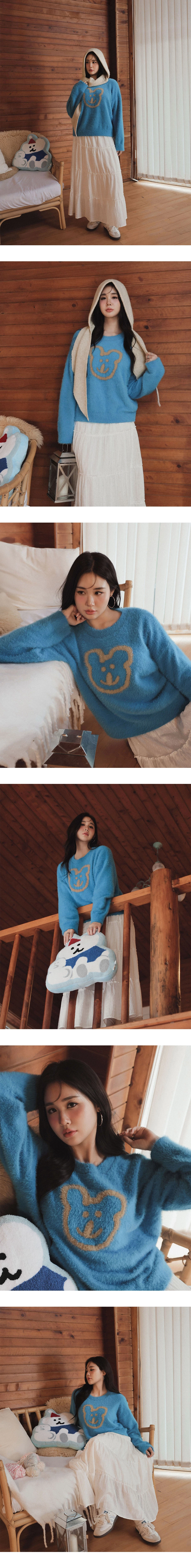 【DINOTAENG】Fluffy Knit Graphic Sweater Top 【DINOTAENG】Fluffy Knit Graphic Sweater Top