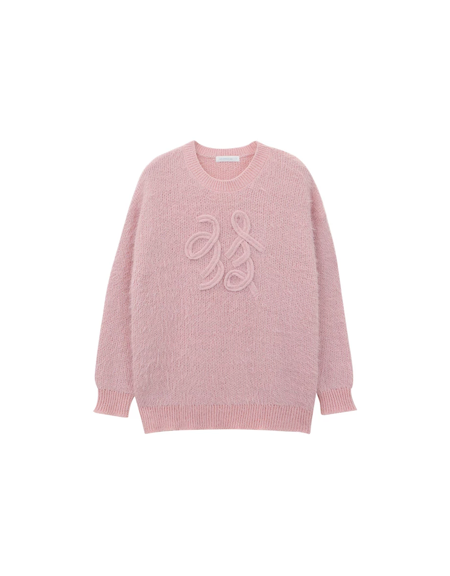 CNY Lucky Character Soft Touch Fluffy Longline Knit Sweater