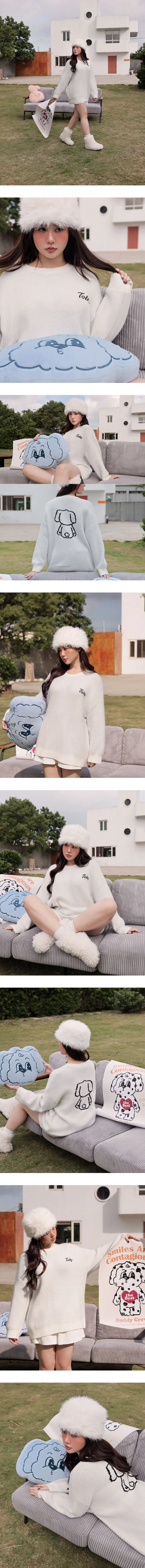 【Lyra & Toby】Toby Back Motif Longline Crew Neck Knit Sweater