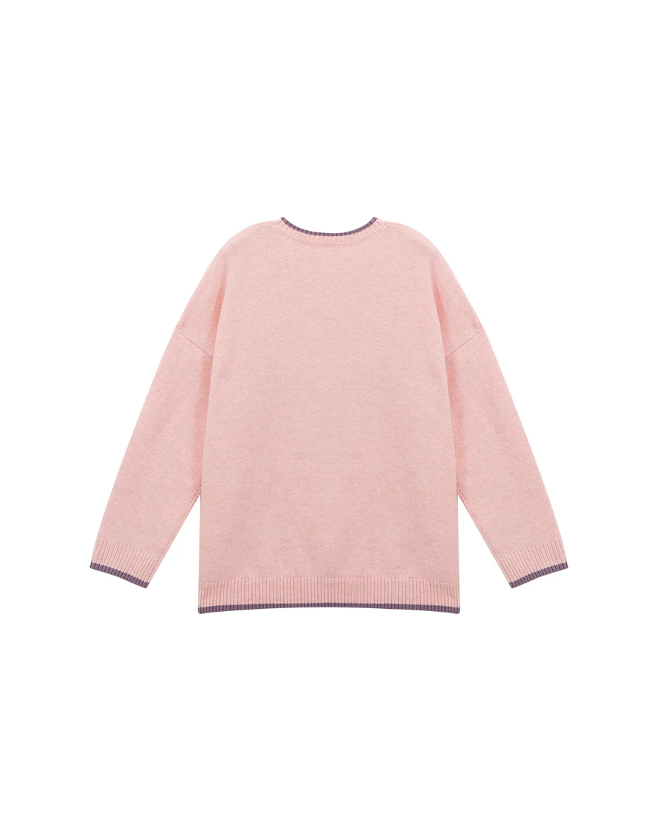 【Lyra & Toby】Lyra Bunny Jacquard Knit Sweater with Contrast Trim