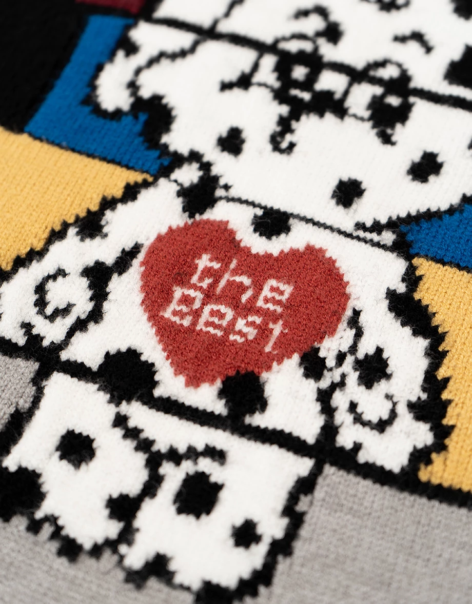 【Lyra & Toby】Color Block Toby Graphic Longline Crew Neck Knit Sweater