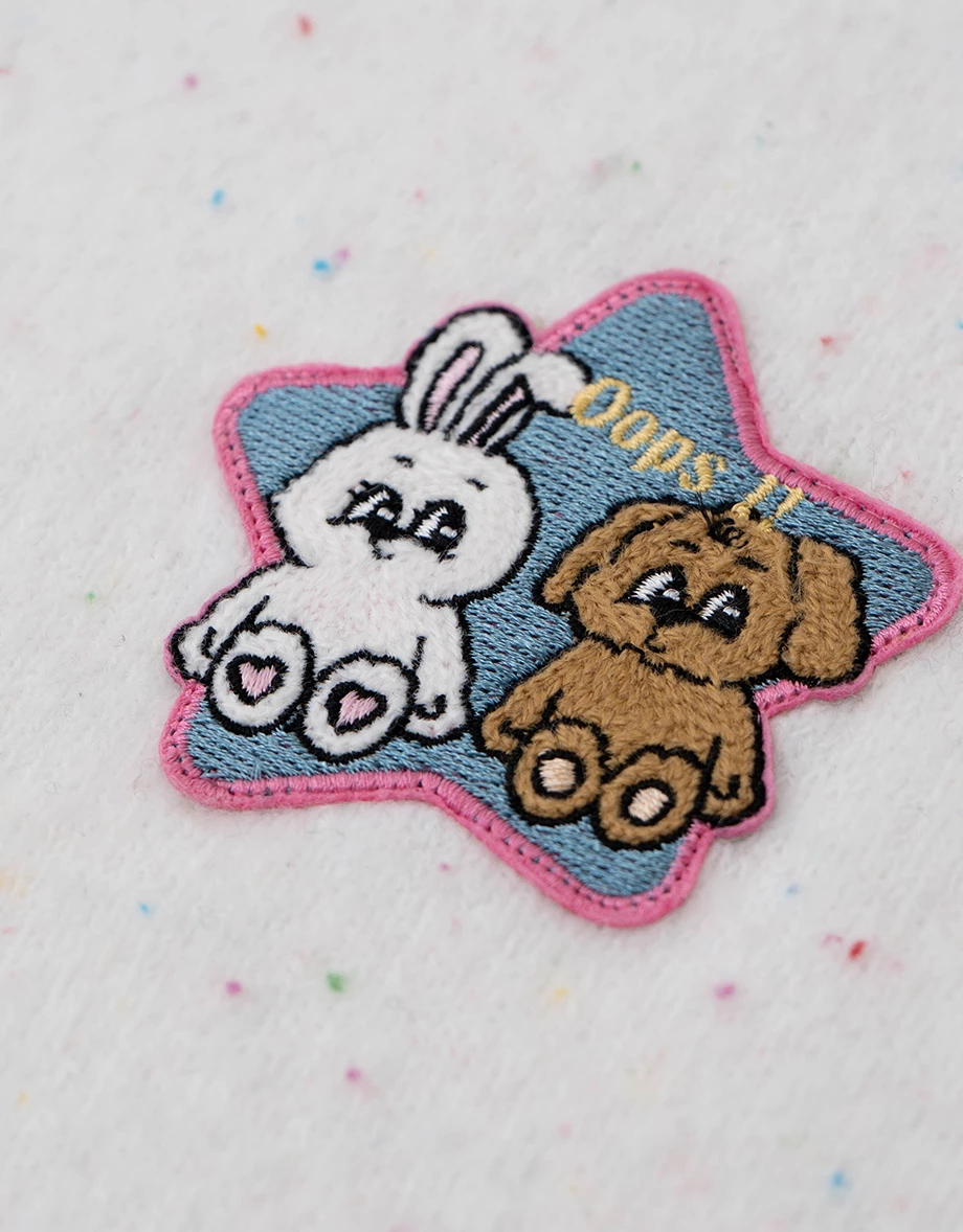 【Lyra & Toby】Graphic Star Patch V Neck Knit Cropped Cardigan