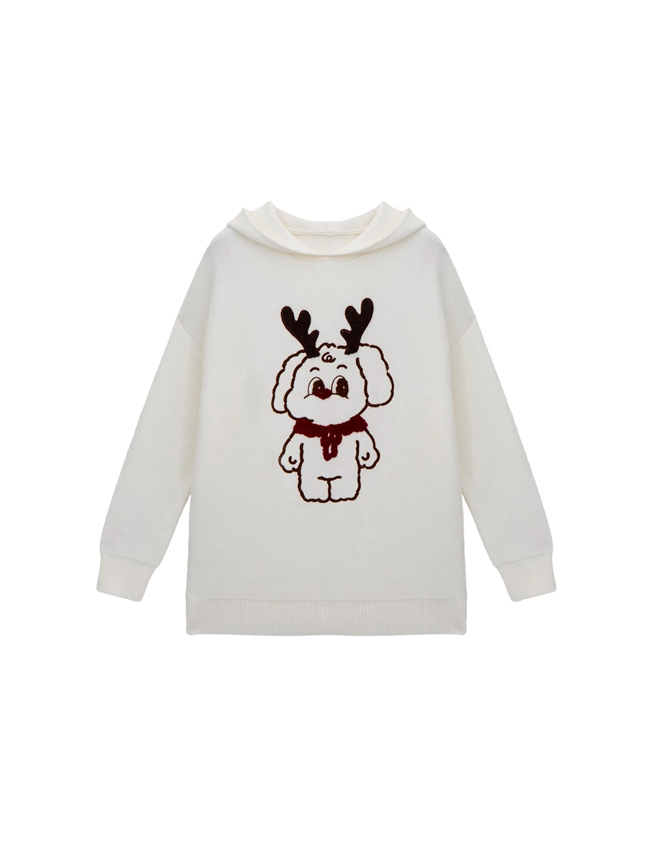 【Lyra & Toby】Graphic Hooded Knit Pullover Sweater