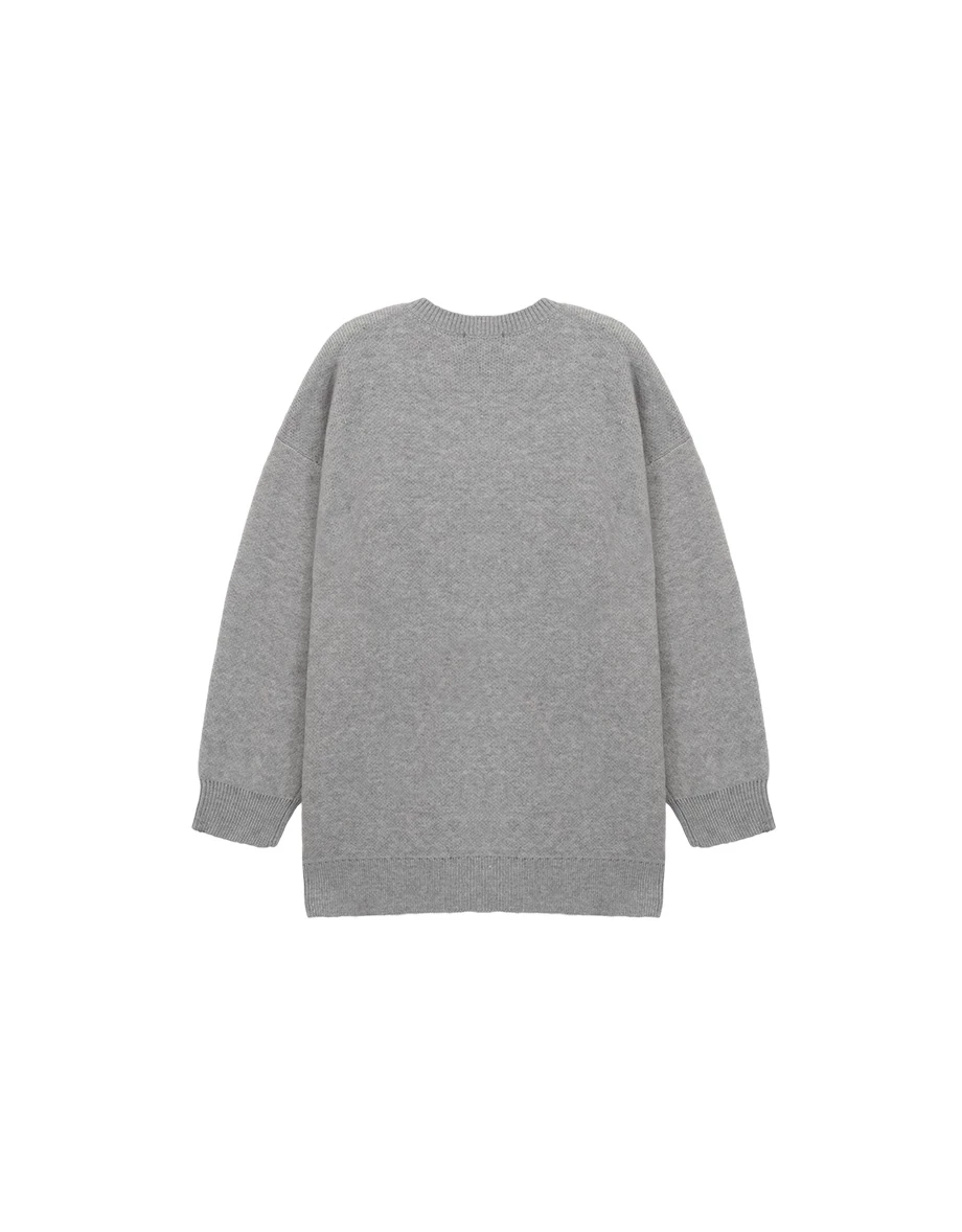 Argyle Heart Pattern Button Front Knit Longline Cardigan