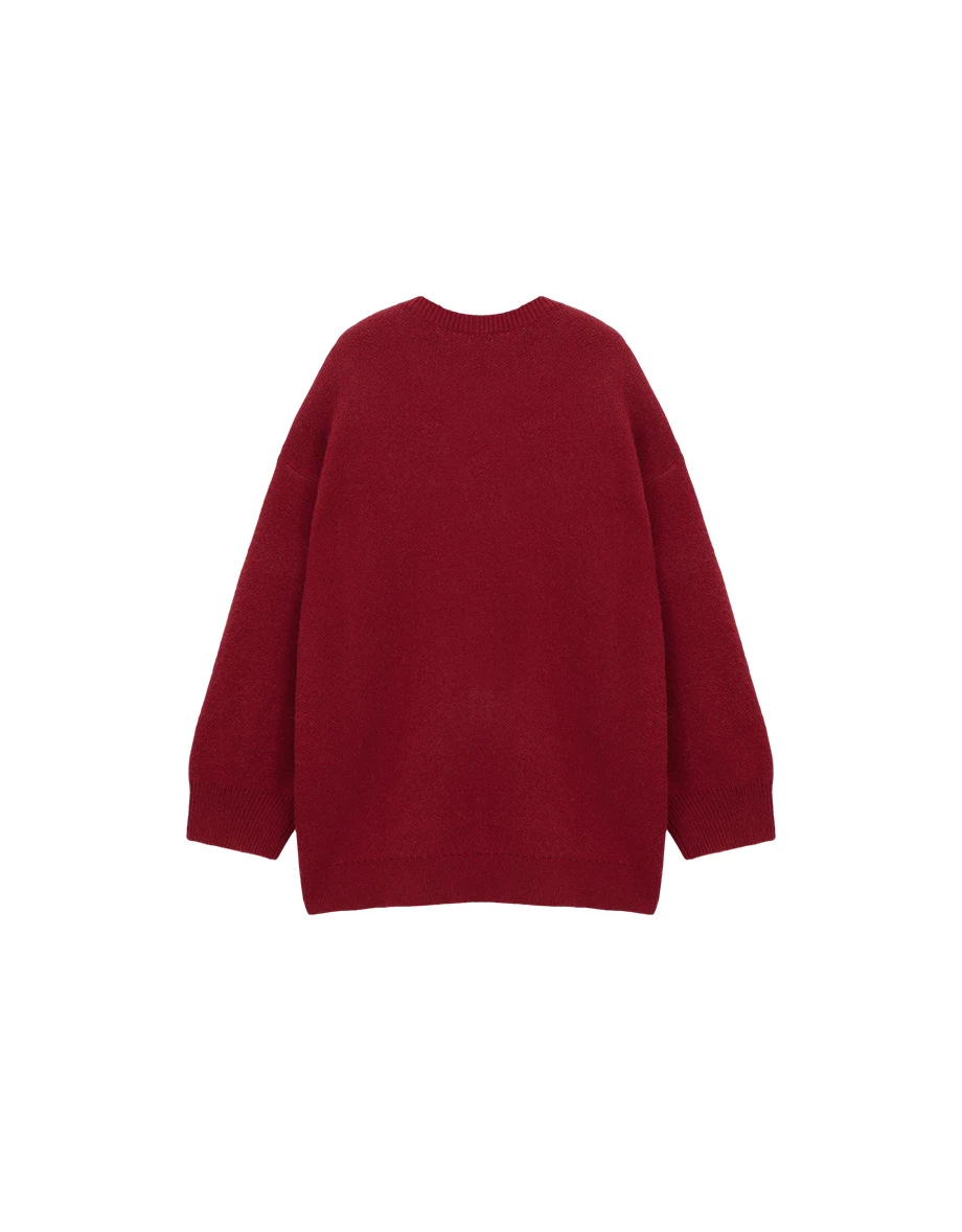 Argyle Heart Pattern Button Front Knit Longline Cardigan