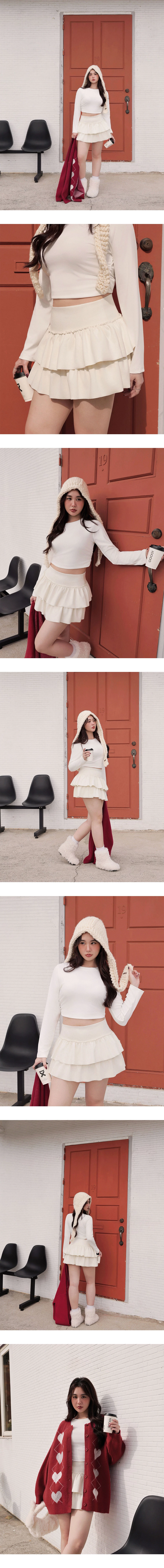 Tiered Ruffle Mini Skirt with Waist Panel Detail