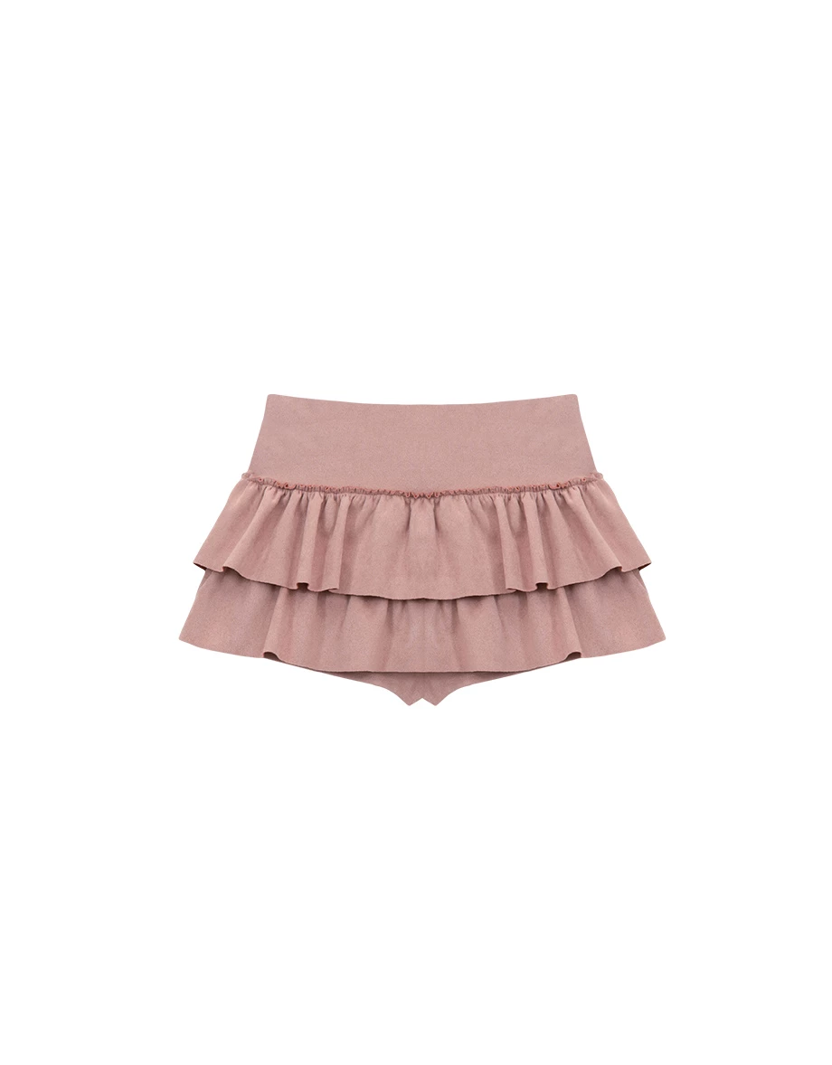 Tiered Ruffle Mini Skirt with Waist Panel Detail