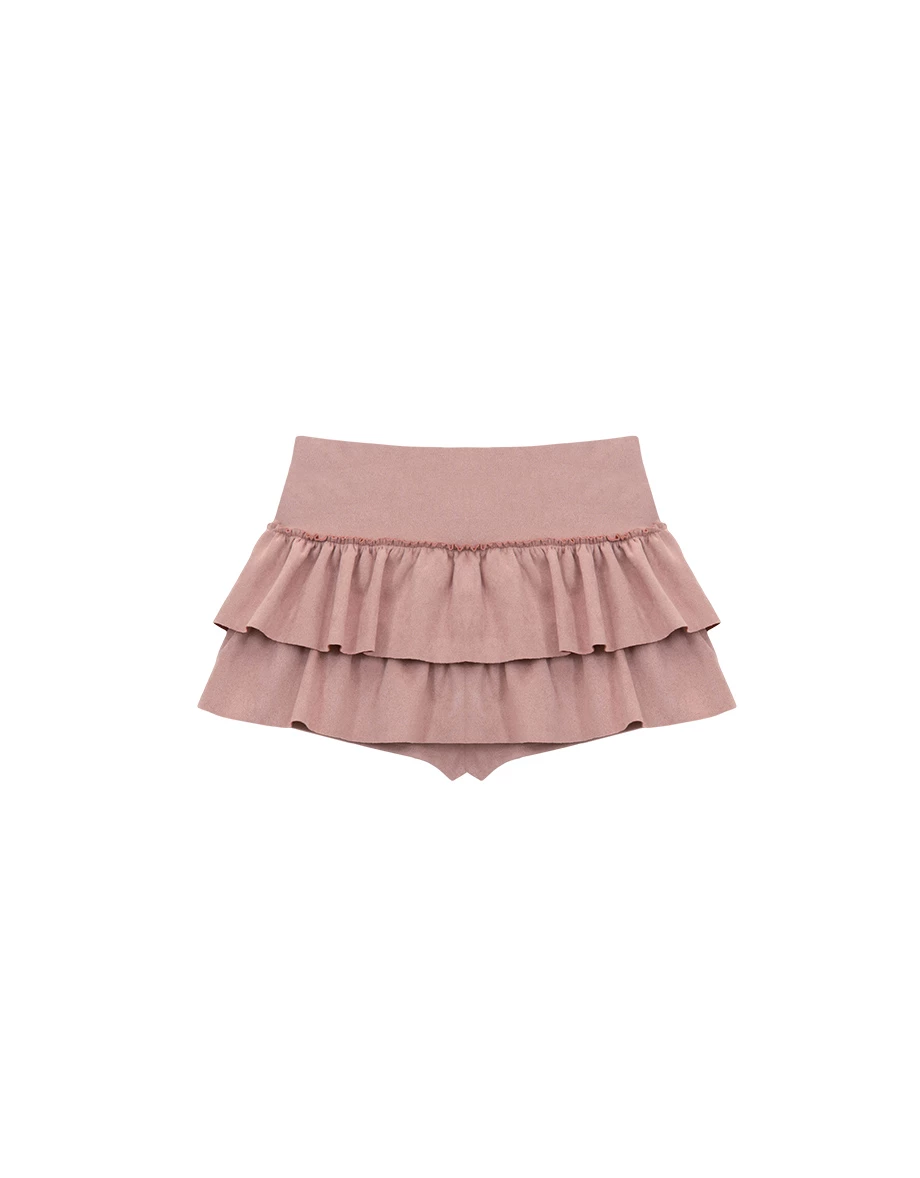 Tiered Ruffle Mini Skirt with Waist Panel Detail