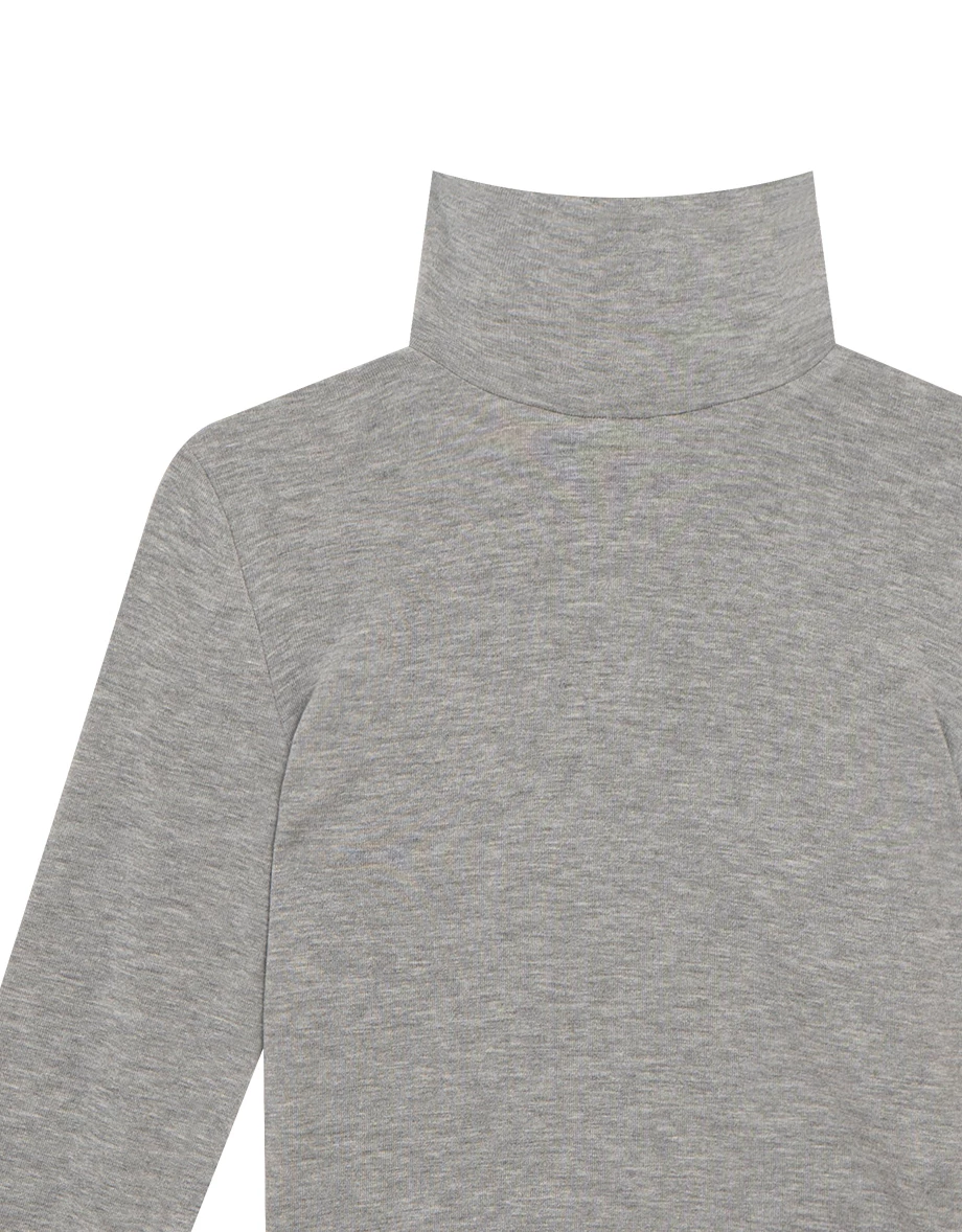 Heat Tech Plain Turtleneck Long Sleeve Cropped Top