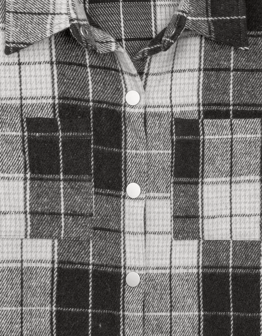 Plaid Button Down Cropped Shirt Jacket