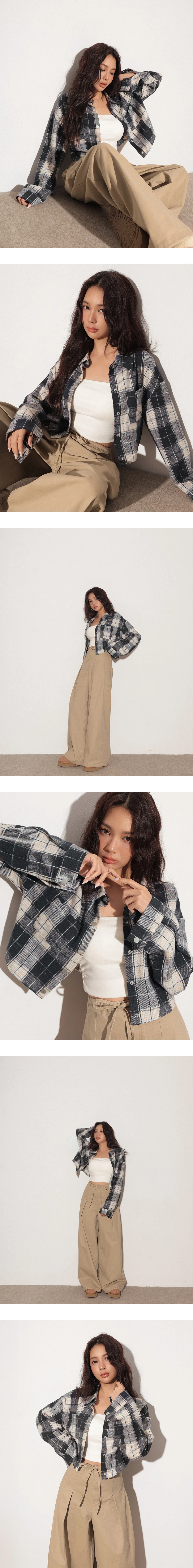 Plaid Button Down Cropped Shirt Jacket