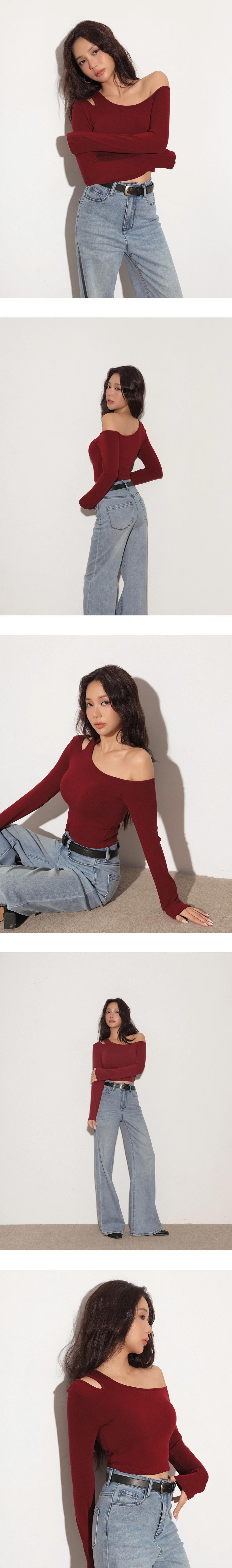 Heat Tech Cut Out Design One Shoulder Long Sleeve Crop Padded Bra Top