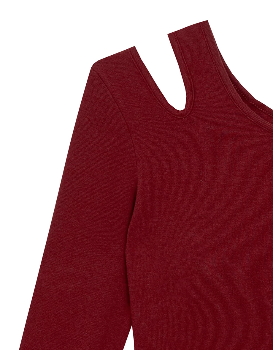 WARM↑UP薄感好身材 不對稱領單肩挖空長袖短版發熱BRA TOP WARM↑UP薄感好身材 不對稱領單肩挖空長袖短版發熱BRA TOP