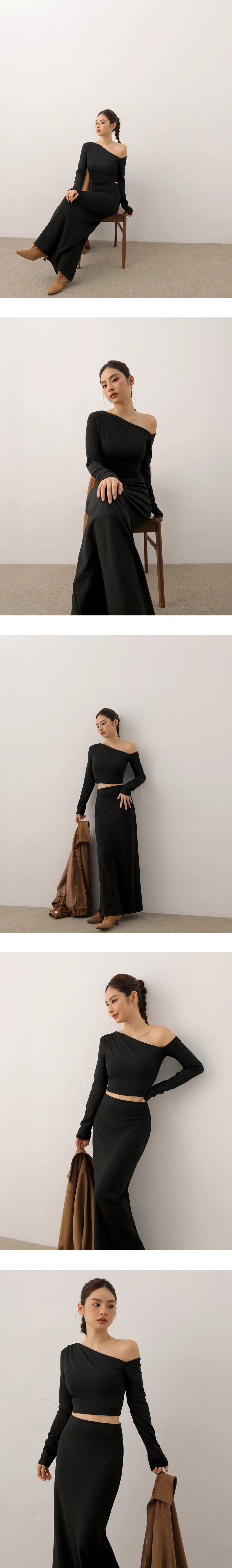 【Heat Tech】Asymmetrical One Shoulder Fitted Long Sleeve Padded Bra Top 【Heat Tech】Asymmetrical One Shoulder Fitted Long Sleeve Padded Bra Top