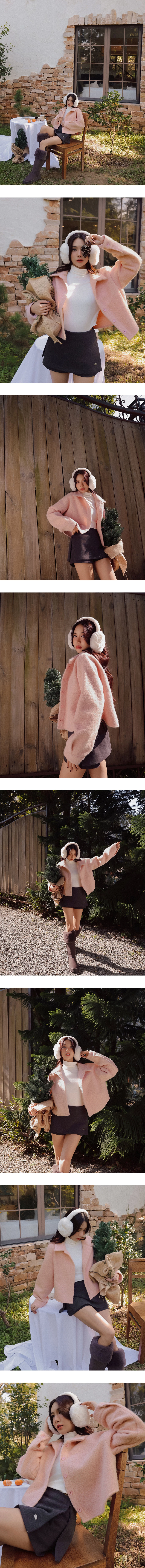 Soft Fuzzy Cropped Button Up Jacket with Classic Collar Design Soft Fuzzy Cropped Button Up Jacket with Classic Collar Design