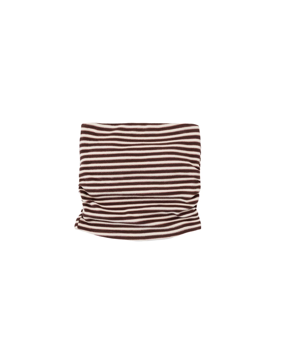 Side Ruched Strapless Striped Padded Tube Bra Top Side Ruched Strapless Striped Padded Tube Bra Top