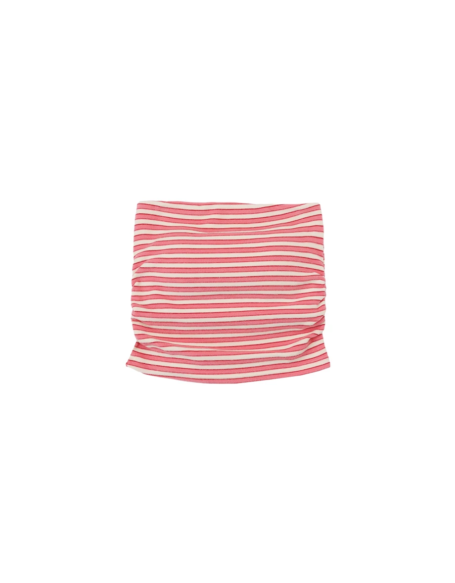 Side Ruched Strapless Striped Padded Tube Bra Top Side Ruched Strapless Striped Padded Tube Bra Top