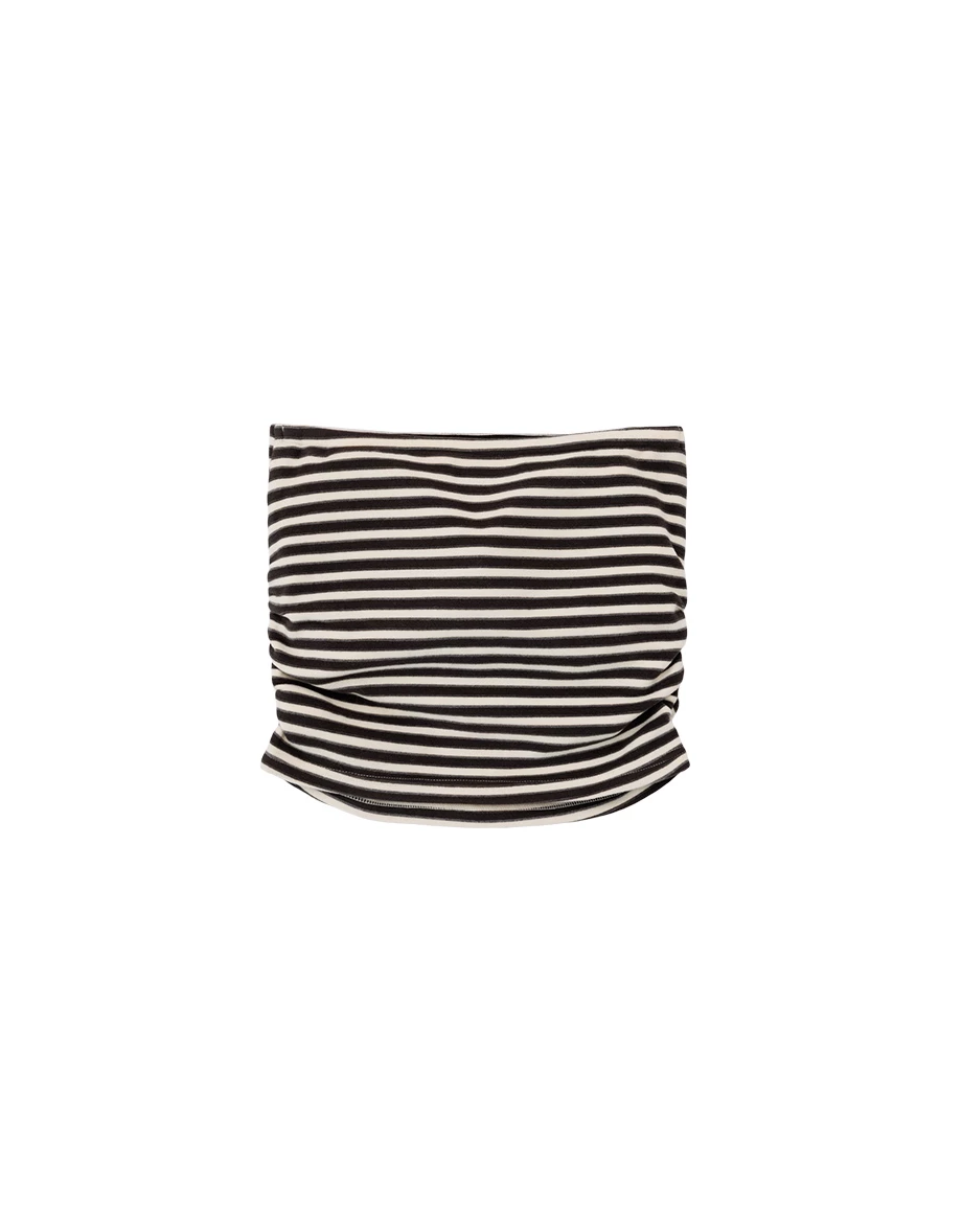 Side Ruched Strapless Striped Padded Tube Bra Top Side Ruched Strapless Striped Padded Tube Bra Top