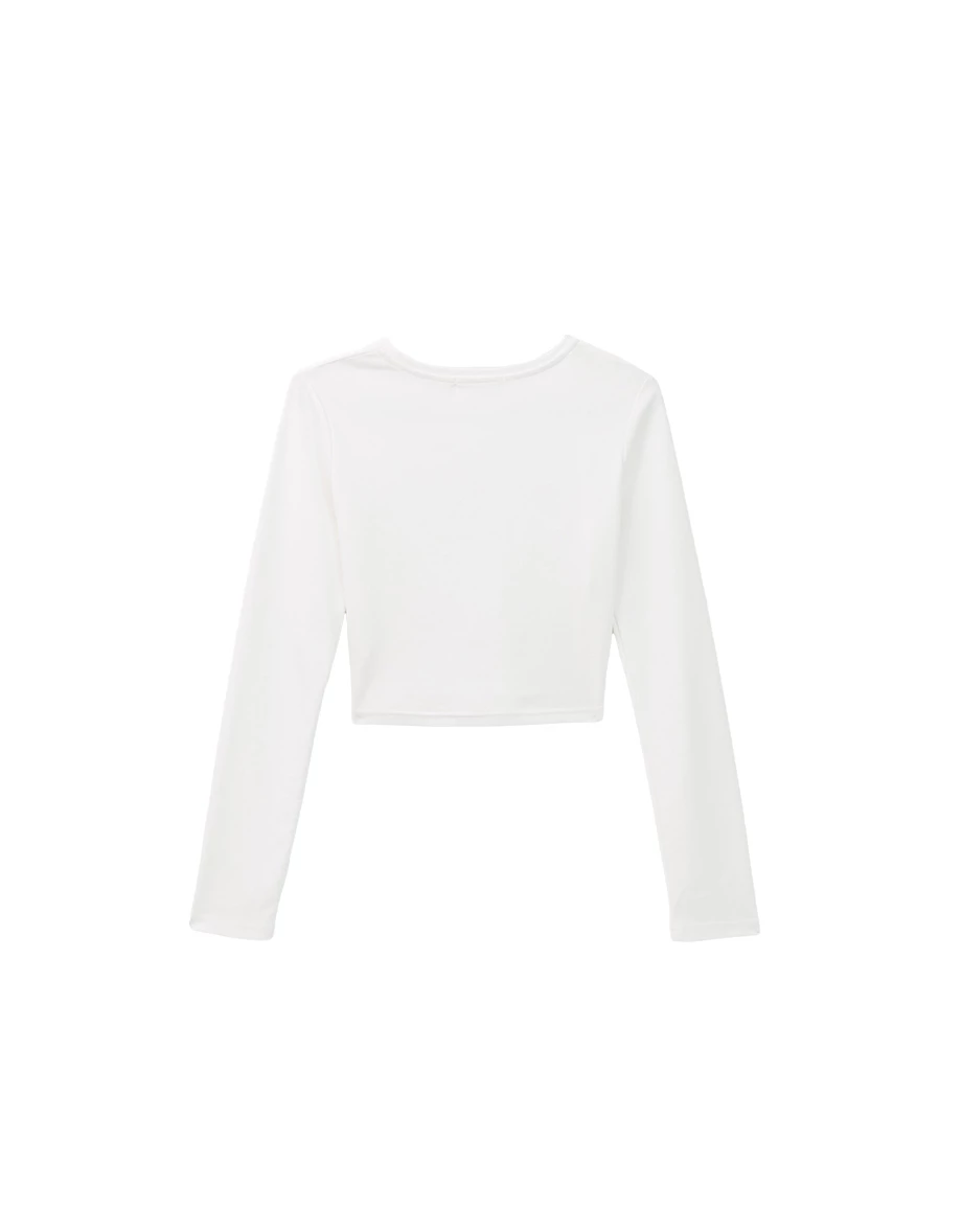 Fitted Crew Neck Crop Top with Front Lettering Detail Fitted Crew Neck Crop Top with Front Lettering Detail