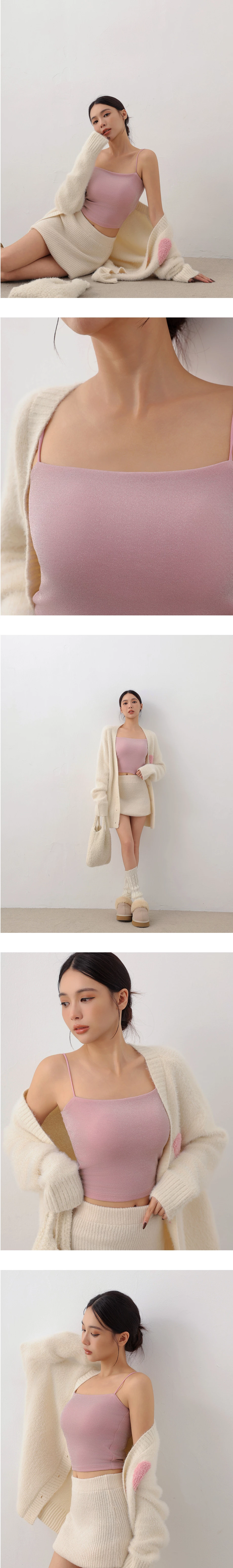 Soft Shimmer Spaghetti Strap Cropped Padded Camisole Bra Top