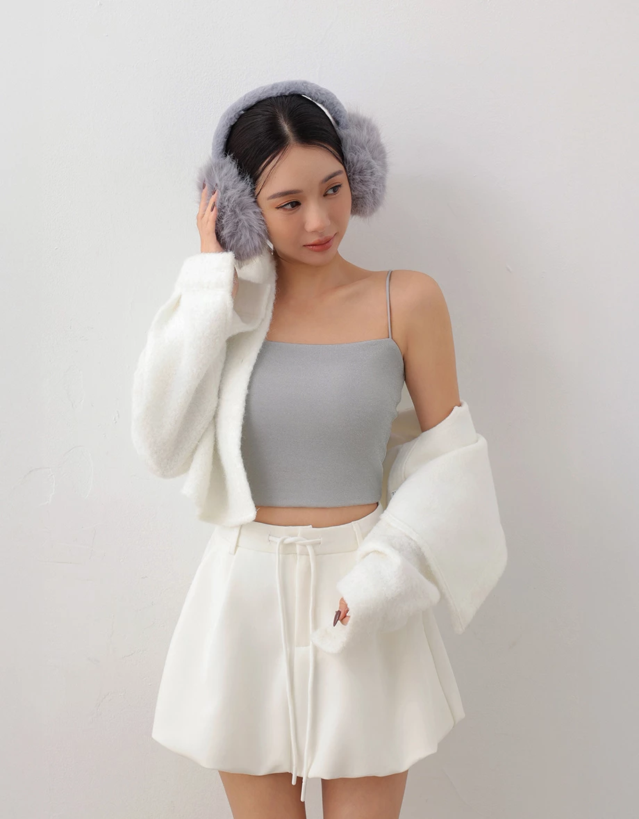 Soft Shimmer Spaghetti Strap Cropped Padded Camisole Bra Top