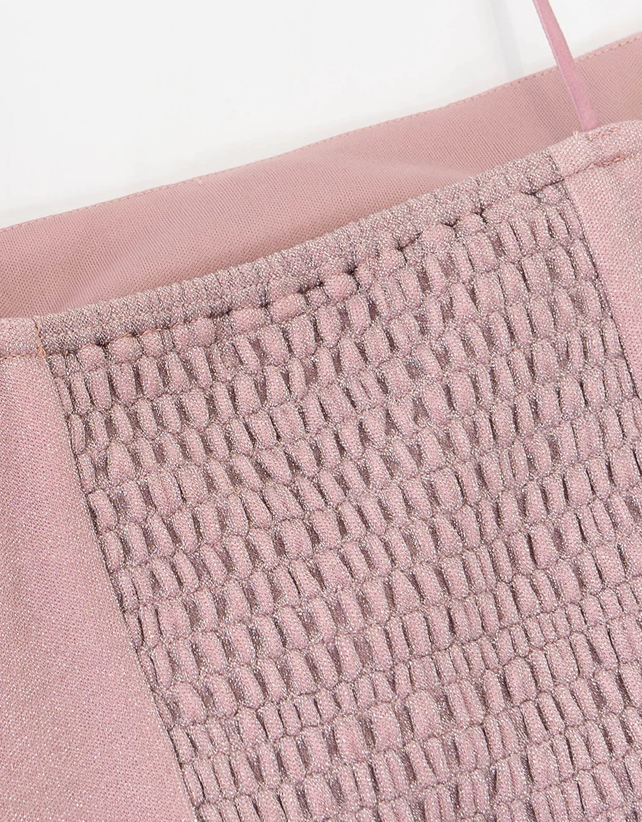 Soft Shimmer Spaghetti Strap Cropped Padded Camisole Bra Top