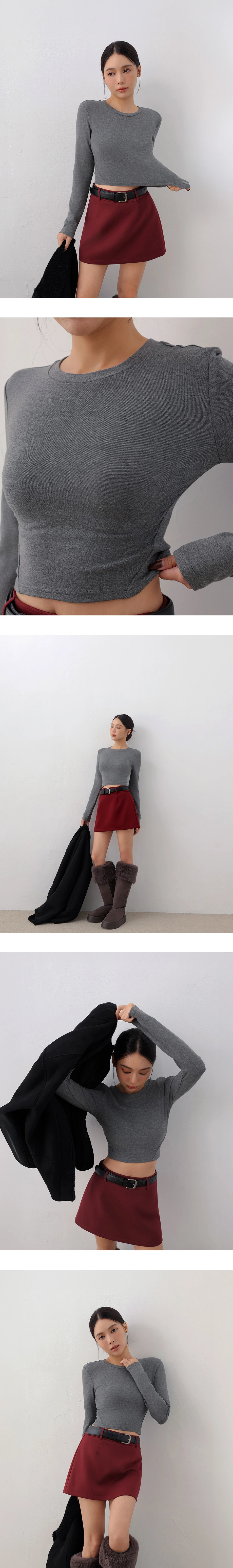 Everyday Basics Fitted Cropped Long Sleeve Top