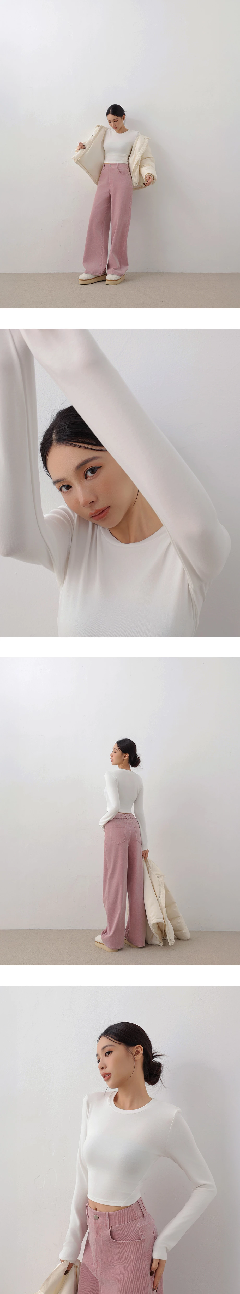 Everyday Basics Fitted Cropped Long Sleeve Top