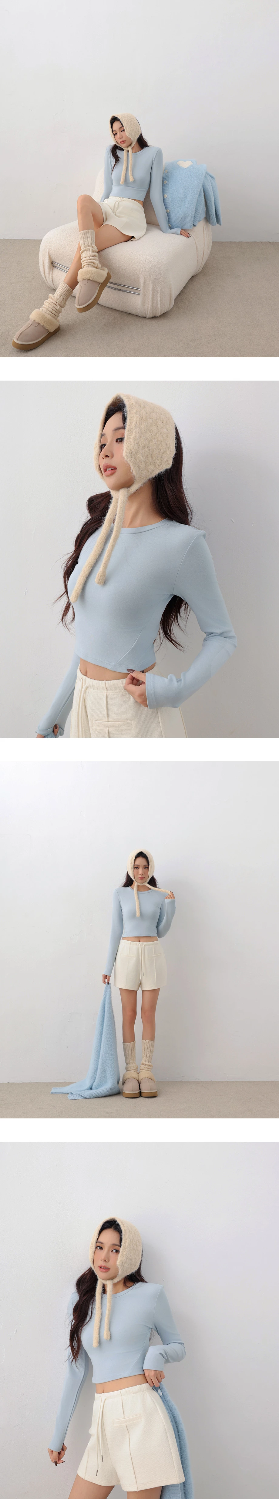 Everyday Basics Fitted Cropped Long Sleeve Top