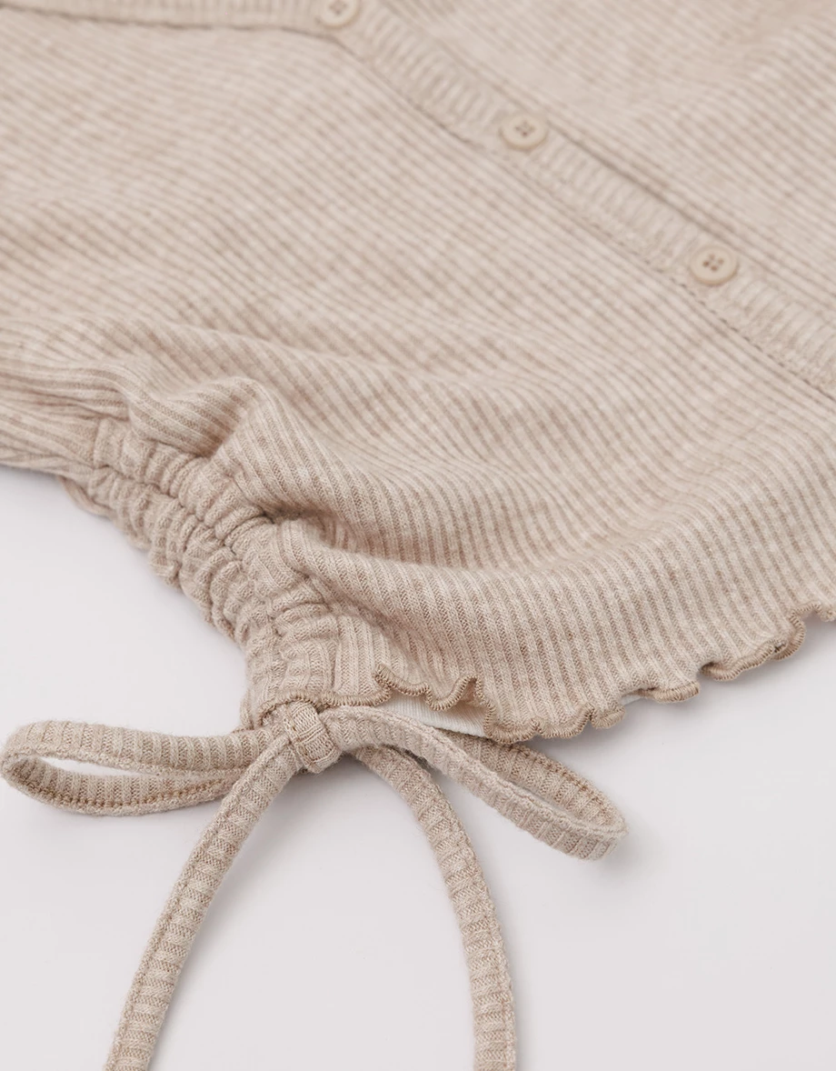 Fauce 2 Piece Lettuce Hem Ruched Side Drawstring  Cardigan