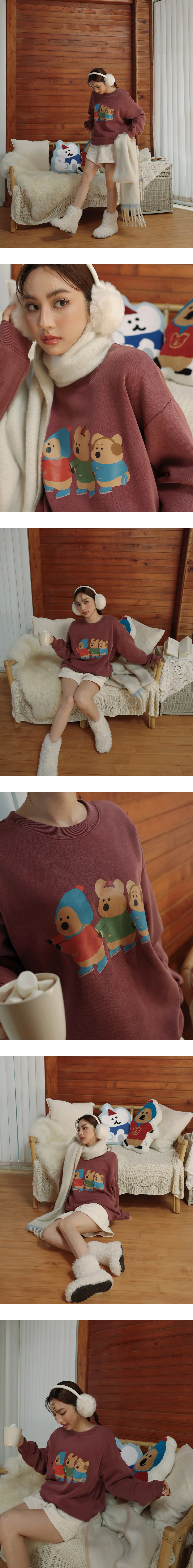 【DINOTAENG】Washed Color Print Sweatshirt With Inner Fleece 【DINOTAENG】Washed Color Print Sweatshirt With Inner Fleece