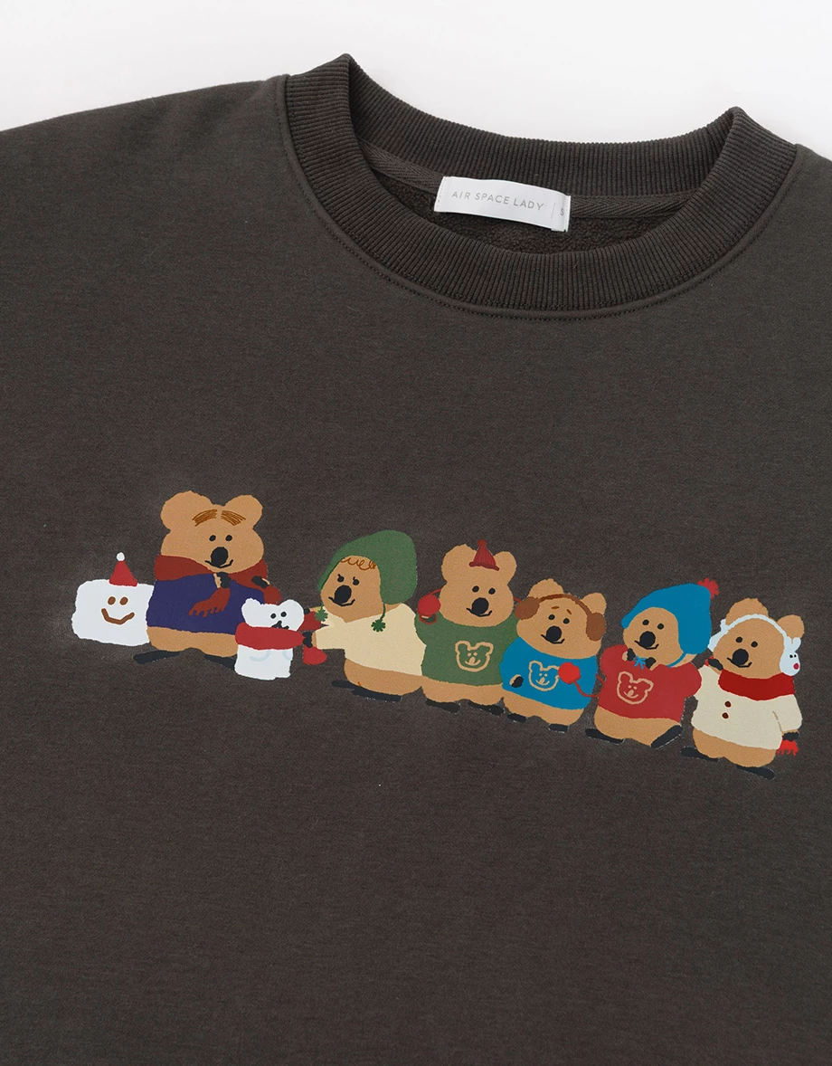 【DINOTAENG】Embroidered Sweatshirt With Inner Fleece 【DINOTAENG】Embroidered Sweatshirt With Inner Fleece