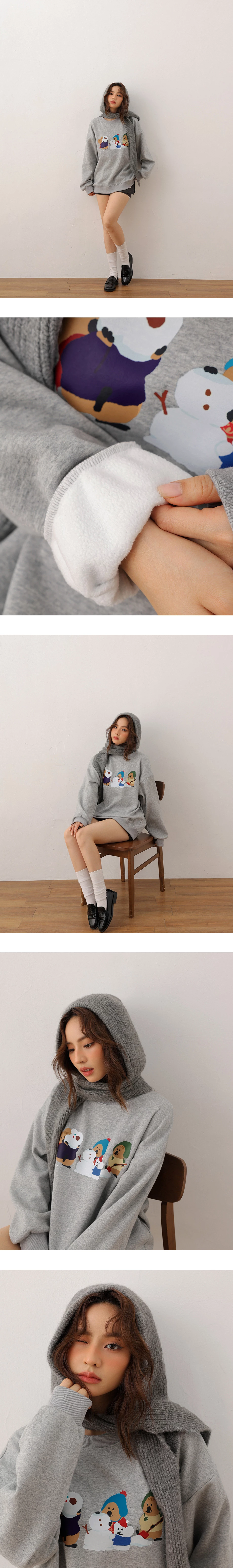 【DINOTAENG】Embroidered Sweatshirt With Inner Fleece 【DINOTAENG】Embroidered Sweatshirt With Inner Fleece