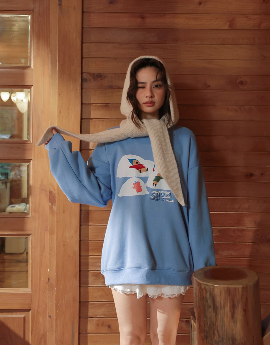 【DINOTAENG】Embroidered Sweatshirt With Inner Fleece 【DINOTAENG】Embroidered Sweatshirt With Inner Fleece