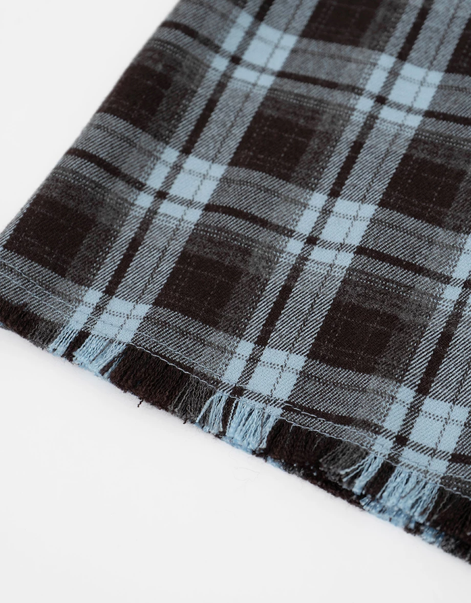 Double Pocket Flannel Plaid Long Sleeve Oversized Shirt Blouse