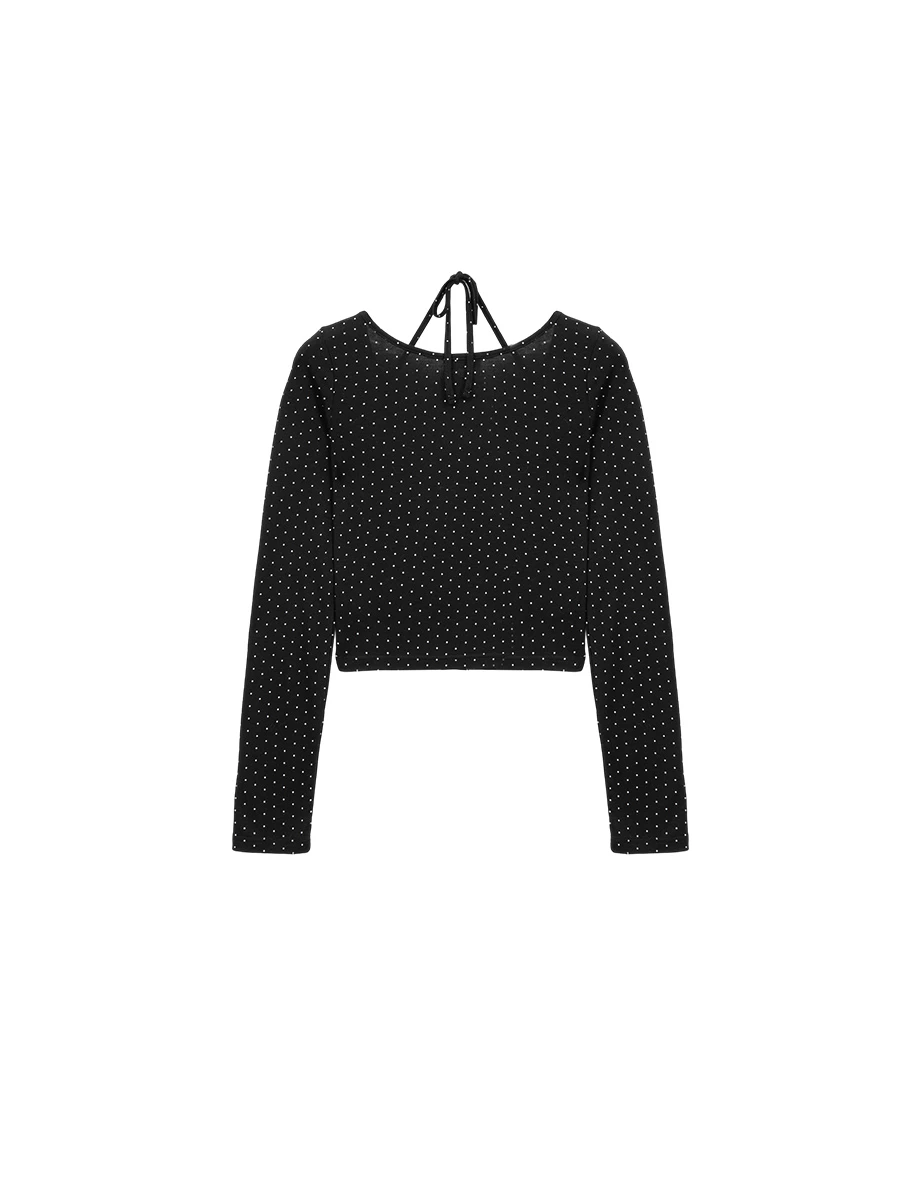 2 Way Polka Dot Halter Neck Tie Crop Top